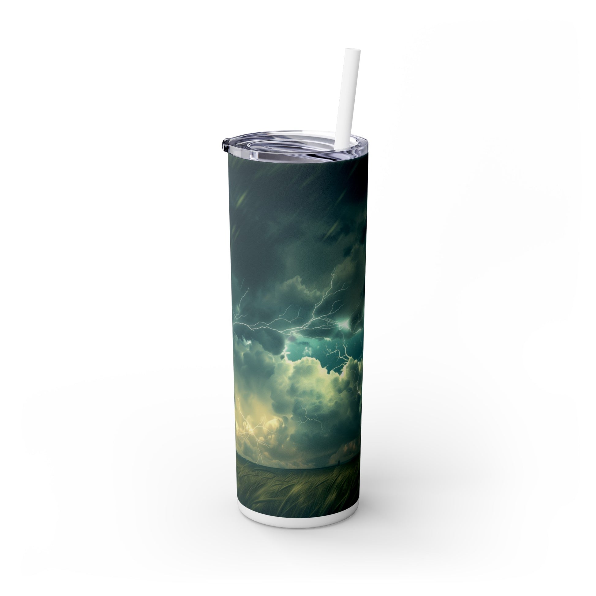 Lightning Storm 20oz Insulated Stainless Steel Skinny Tumbler with Lid and Straw - Dyborn Designs