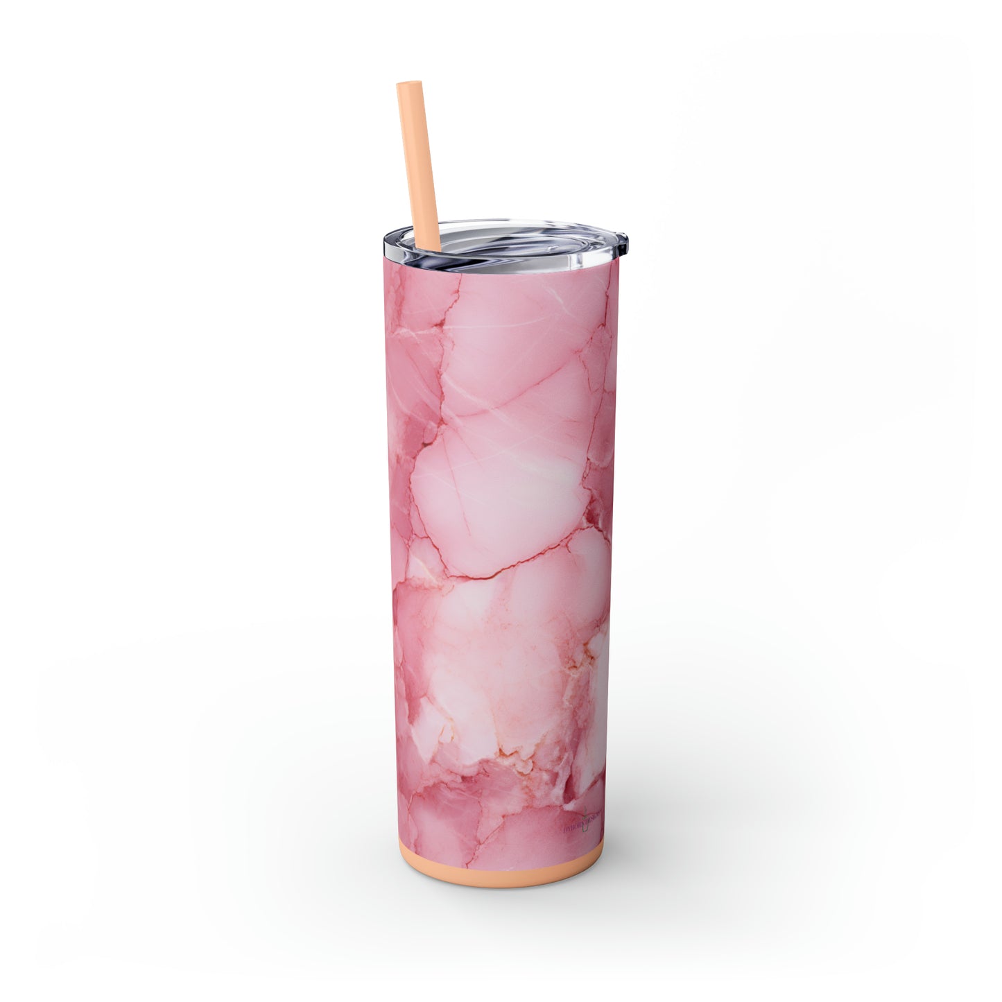 "Pink Marble" 20-Ounce Steel Skinny Tumbler with Lid and Straw - Dyborn Designs
