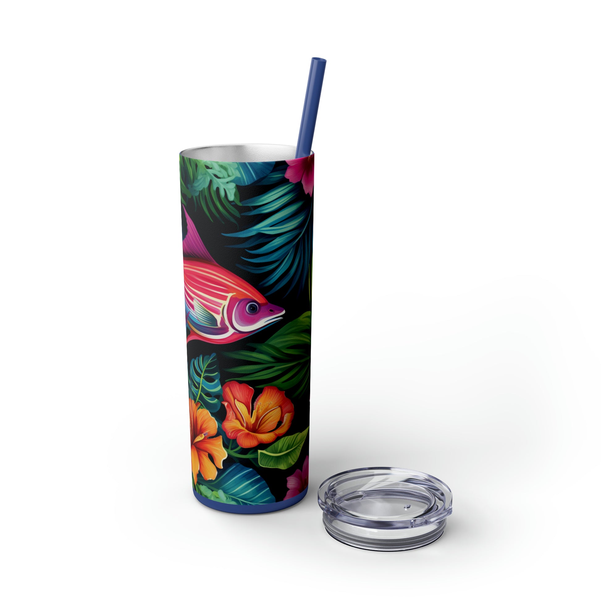 Tropical Vibes 20oz Insulated Stainless Steel Skinny Tumbler with Lid and Straw - Dyborn Designs