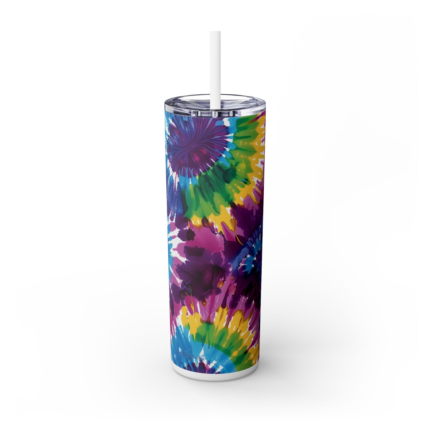 Tie-Dye Splash 20oz Insulated Stainless Steel Skinny Tumbler with Lid and Straw - Dyborn Designs