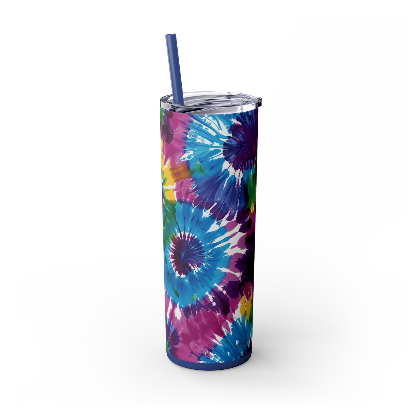 Tie-Dye Splash 20oz Insulated Stainless Steel Skinny Tumbler with Lid and Straw - Dyborn Designs