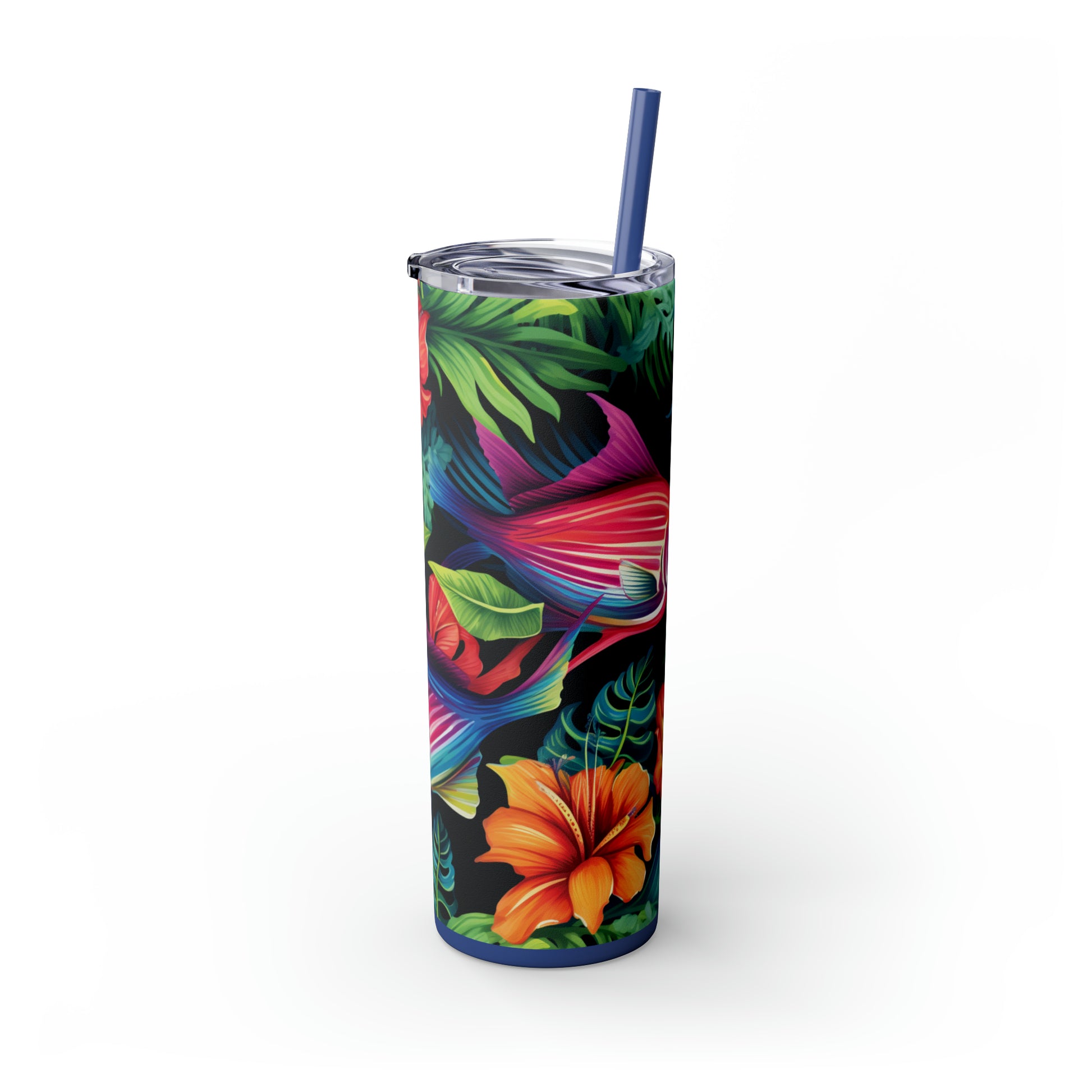 Tropical Vibes 20oz Insulated Stainless Steel Skinny Tumbler with Lid and Straw - Dyborn Designs