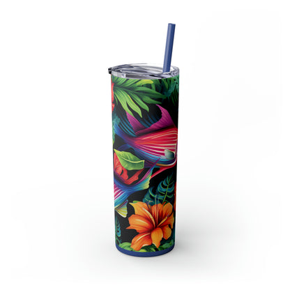 Tropical Vibes 20oz Insulated Stainless Steel Skinny Tumbler with Lid and Straw - Dyborn Designs