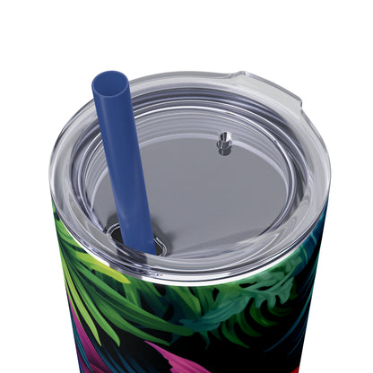 Tropical Vibes 20oz Insulated Stainless Steel Skinny Tumbler with Lid and Straw - Dyborn Designs