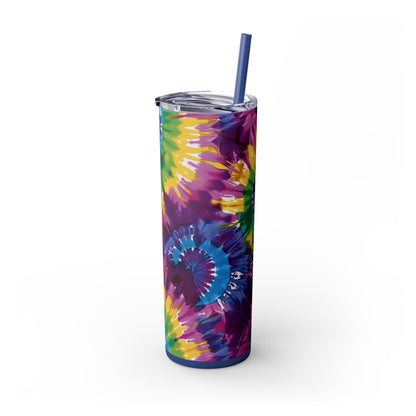 Tie-Dye Splash 20oz Insulated Stainless Steel Skinny Tumbler with Lid and Straw - Dyborn Designs