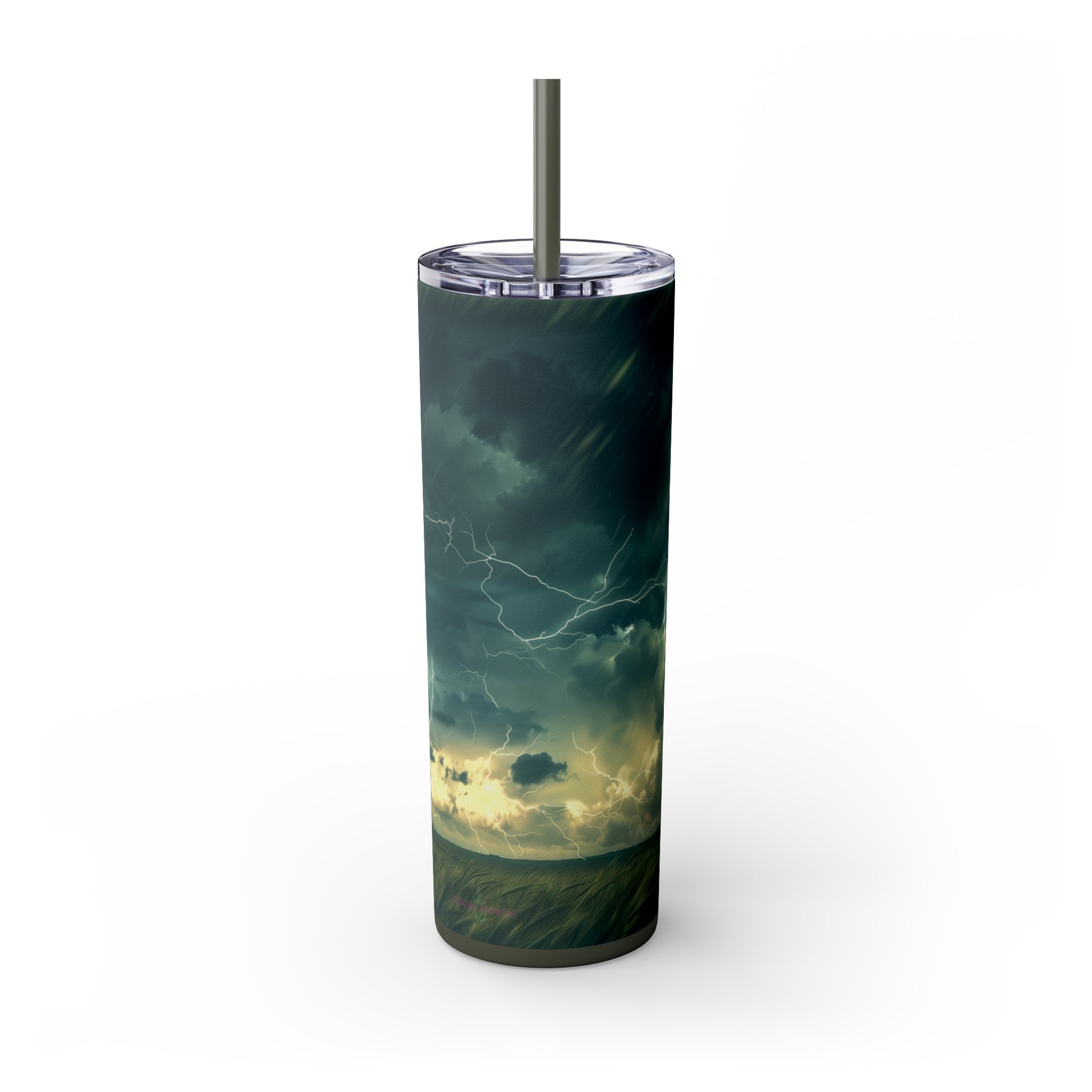 Lightning Storm 20oz Insulated Stainless Steel Skinny Tumbler with Lid and Straw - Dyborn Designs