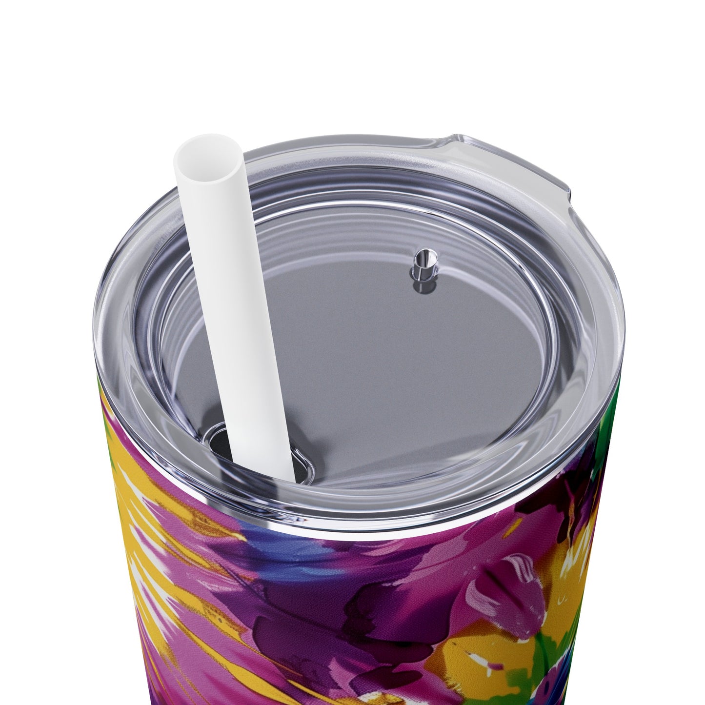 Tie-Dye Splash 20oz Insulated Stainless Steel Skinny Tumbler with Lid and Straw - Dyborn Designs