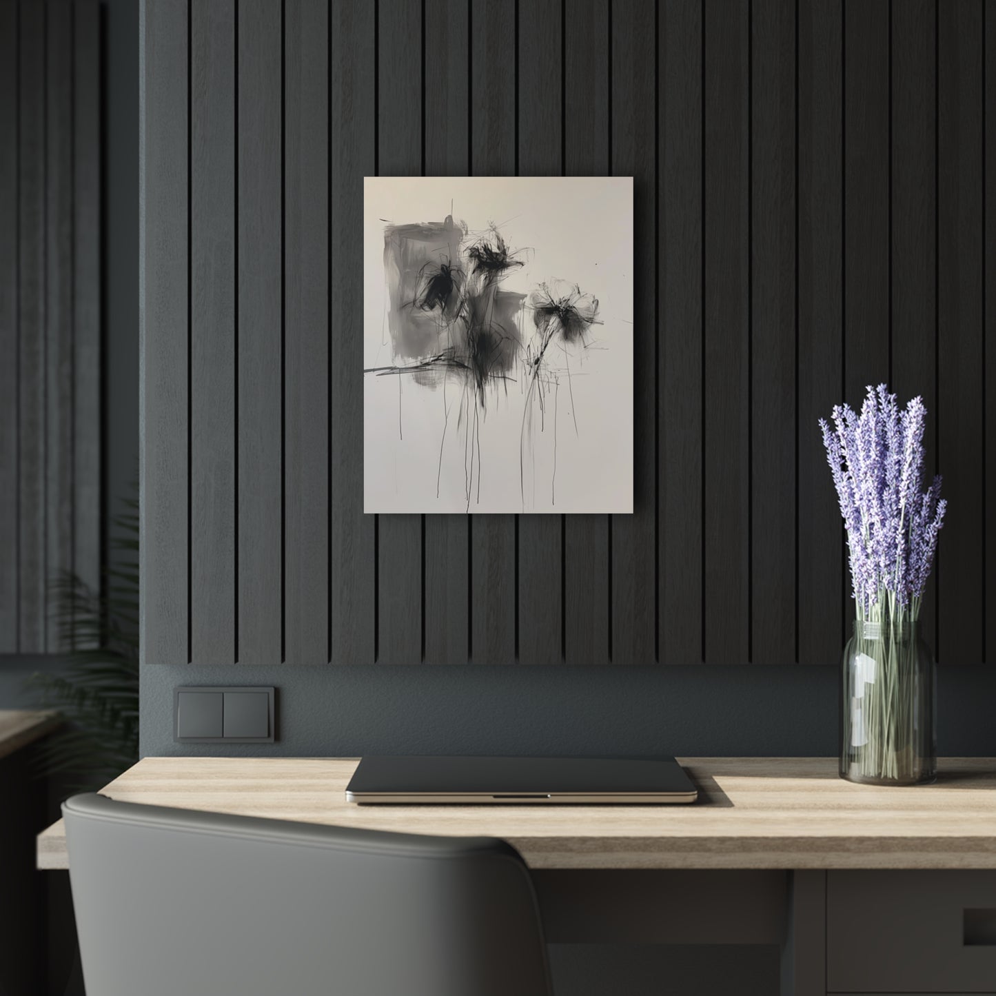 Chaotic Bouquet - Modern Minimalist Acrylic Wall Art - 16 x 20 Inch - Dark Mock Up - Dyborn Designs
