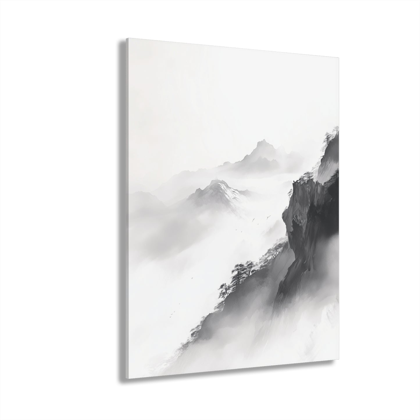 Cliffside Mist - Modern Minimalist Acrylic Wall Art - 11 x 14 Inch - Front - Dyborn Designs