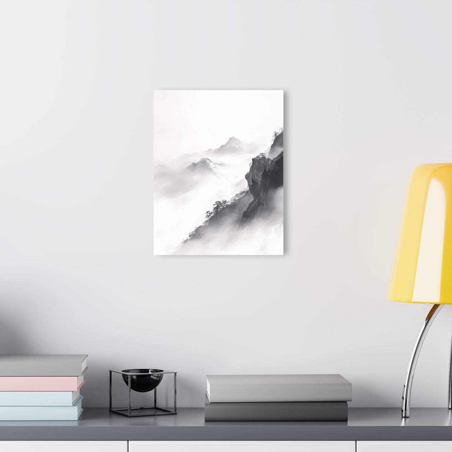 Cliffside Mist - Modern Minimalist Acrylic Wall Art - 11 x 14 Inch - Light Mock Up - Dyborn Designs