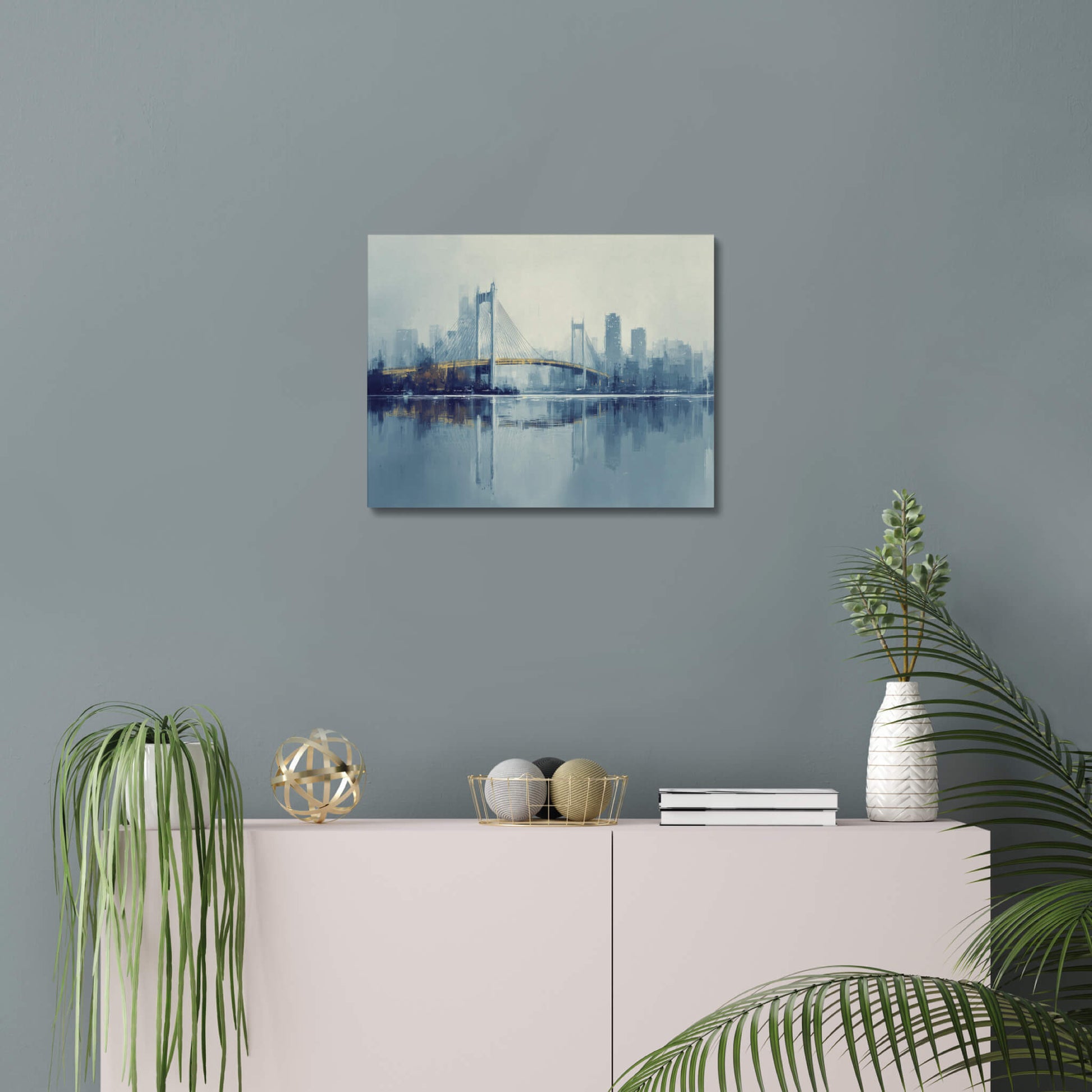 Current Thread - Modern Minimalist Acrylic Wall Art - 20 x 16 Inch - Blue Mock Up - Dyborn Designs