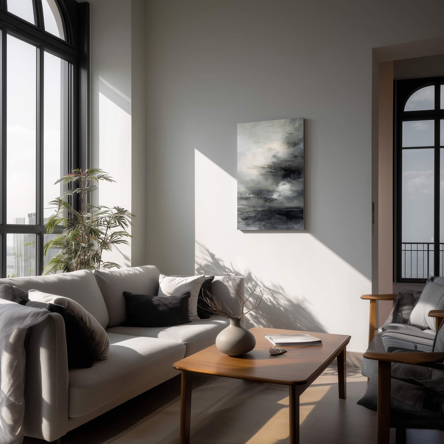 Minimalist Acrylic Wall Art Hanging In Modern Sitting Room - Dyborn Designs