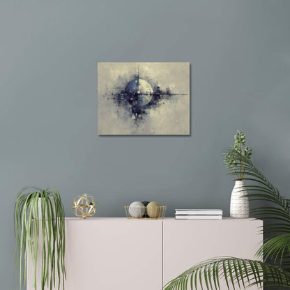 Fractured Orbit -Modern Minimalist Acrylic Wall Art - 20 x 16 Inch - Blue Mock Up - Dyborn Designs