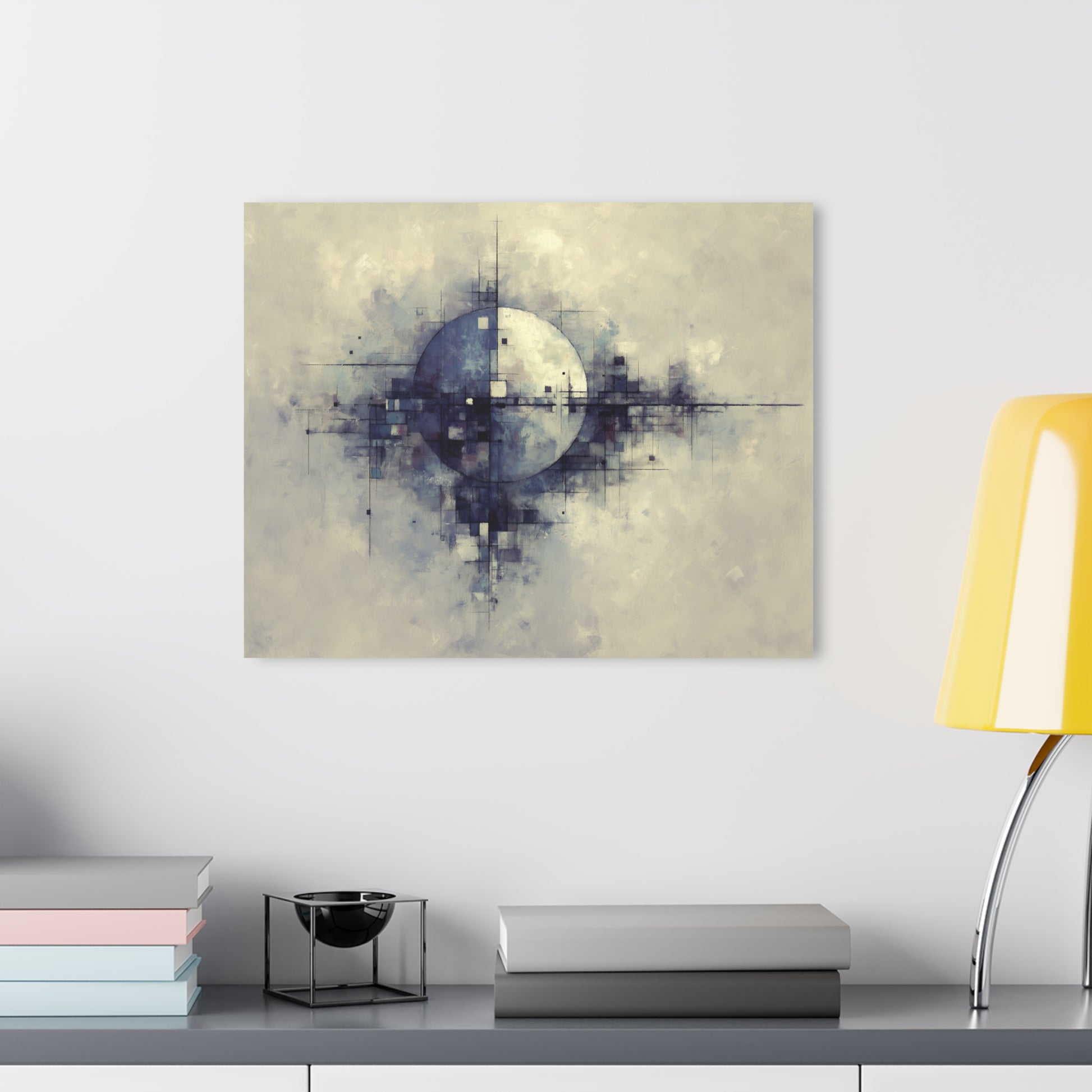 Fractured Orbit -Modern Minimalist Acrylic Wall Art - 20 x 16 Inch - Light Mock Up - Dyborn Designs