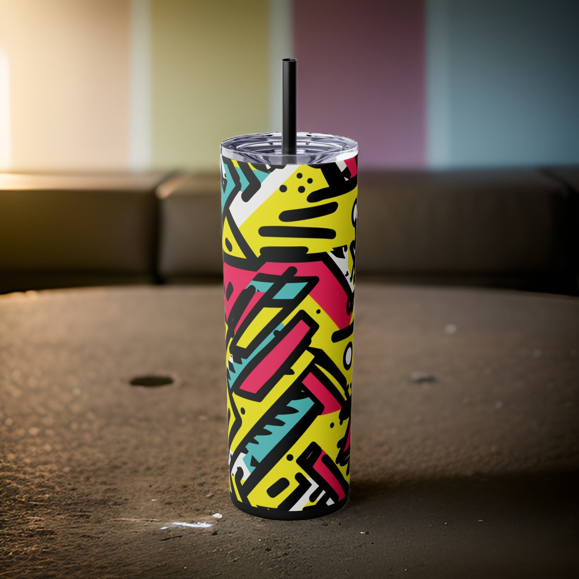 I'm a 90's Kid 20oz Stainless Steel Skinny Tumbler with Lid & Straw Color Black - Dyborn Designs