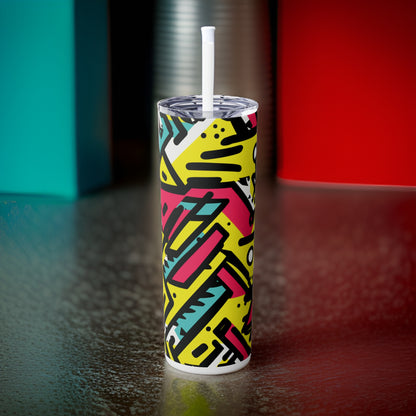 I'm a 90's Kid 20oz Stainless Steel Skinny Tumbler with Lid & Straw Color White - Dyborn Designs