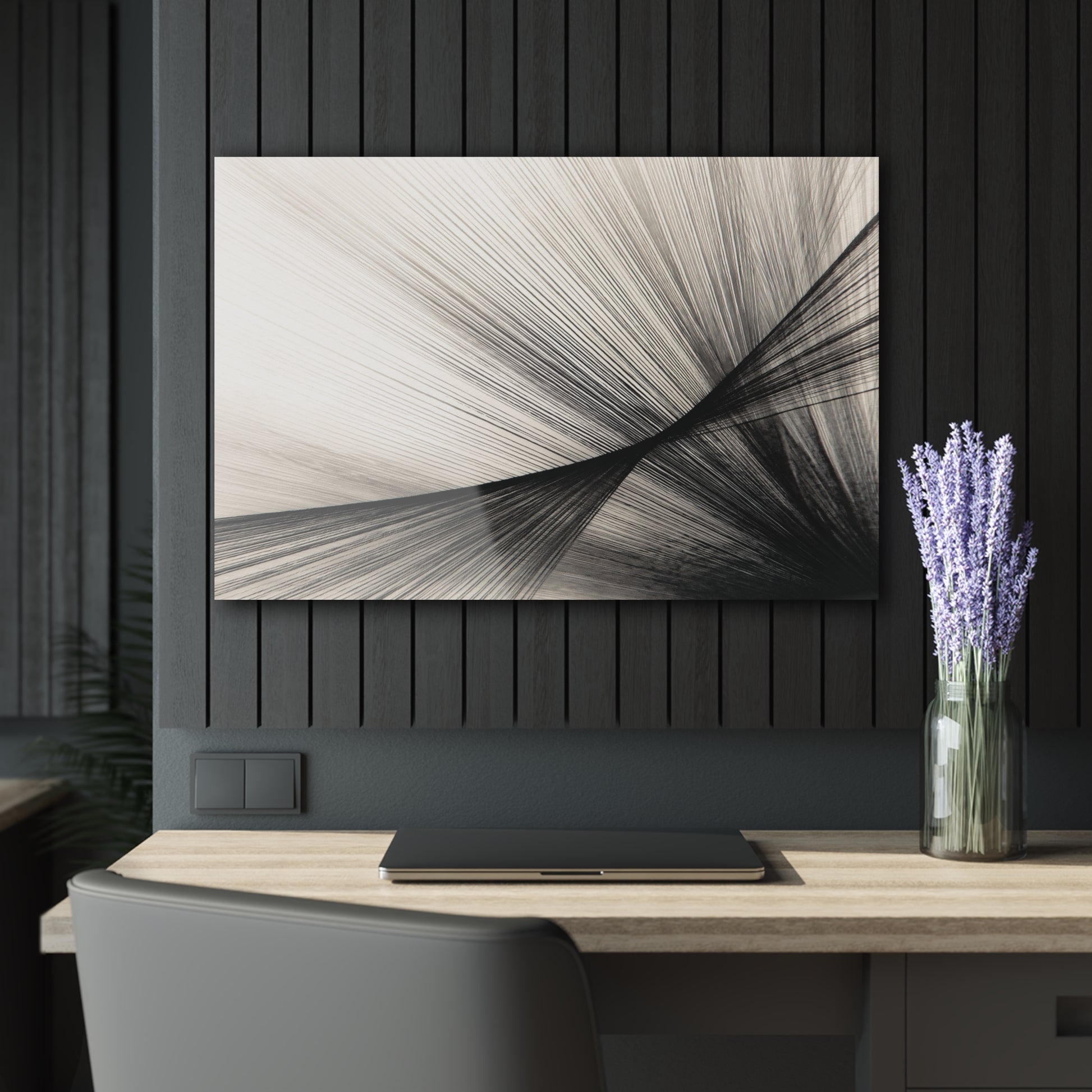 Linear Tension - Modern Minimalist Acrylic Wall Art - 36 x 24 Inch - Dark Mock Up - Dyborn Designs