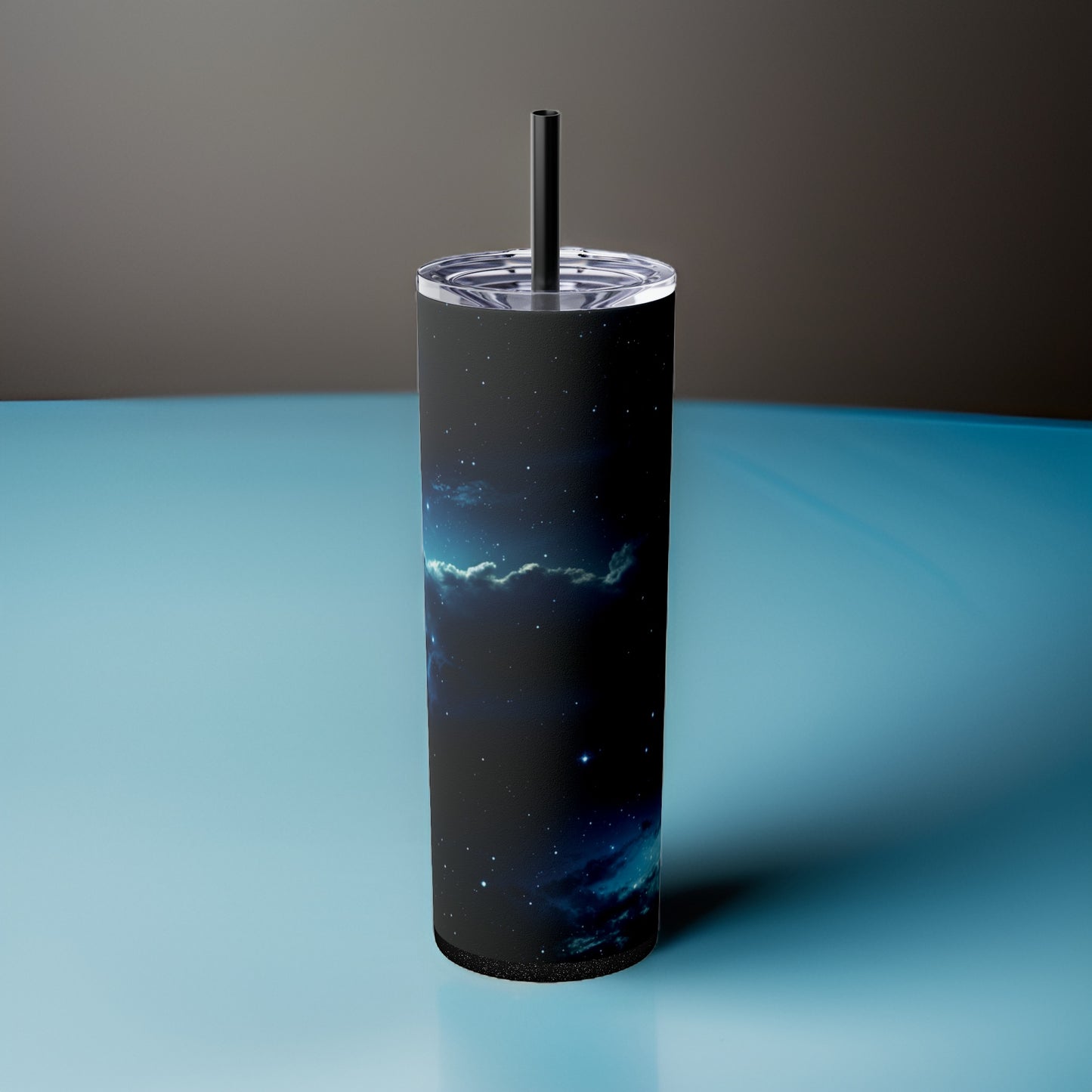 Midnight Realm 20oz Stainless Steel Skinny Tumbler with Lid & Straw Color Nautical Black - Dyborn Designs