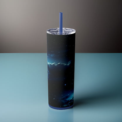 Midnight Realm 20oz Stainless Steel Skinny Tumbler with Lid & Straw Color Nautical Blue - Dyborn Designs