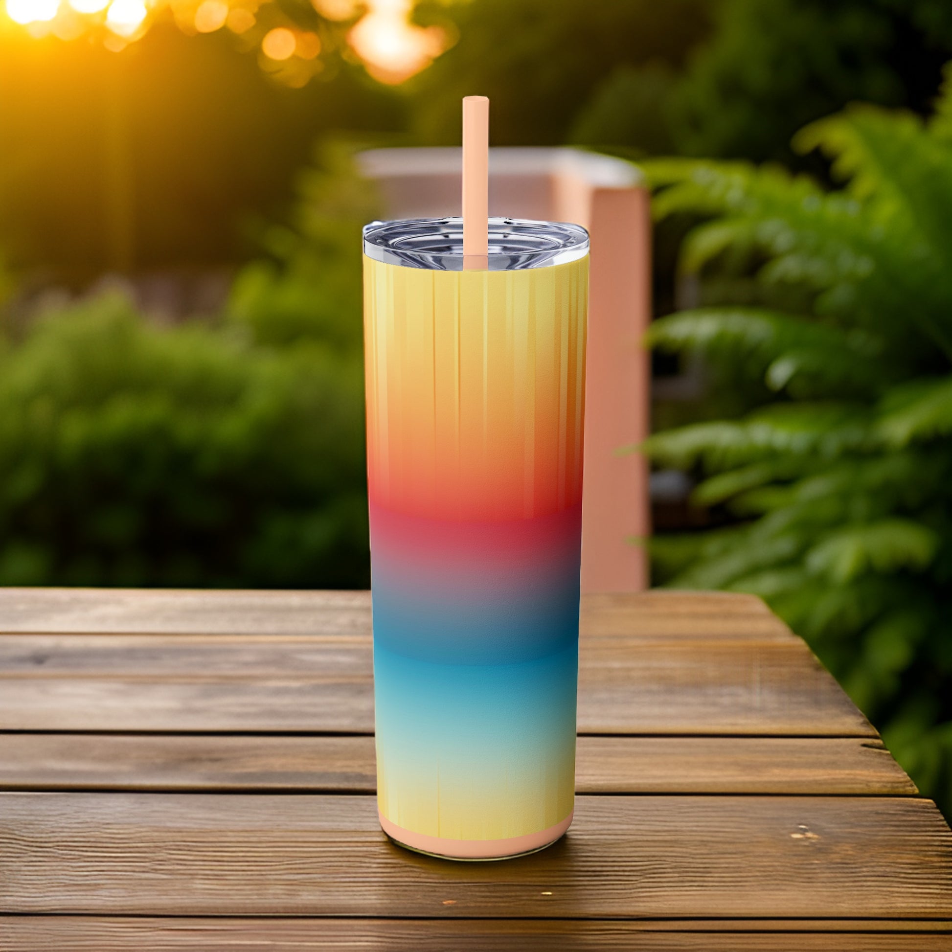 Morning Lake 20oz Stainless Steel Skinny Tumbler with Lid & Straw Color Blush - Dyborn Designs