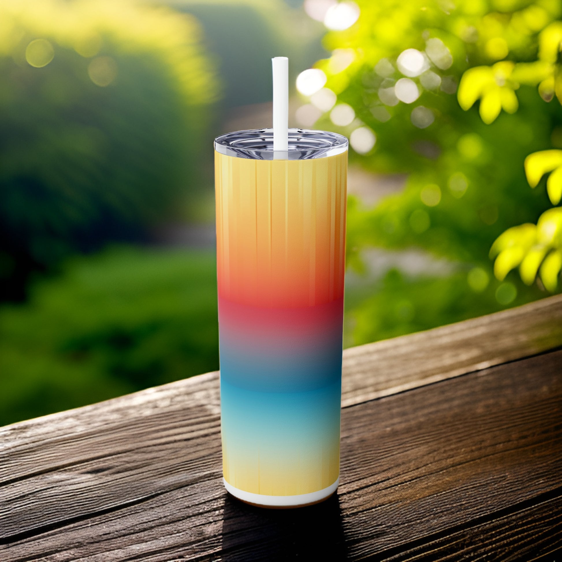 Morning Lake 20oz Stainless Steel Skinny Tumbler with Lid & Straw Color White - Dyborn Designs