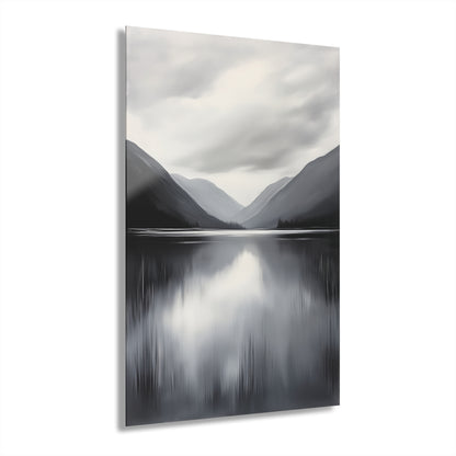 Mountain Lake - Modern Minimalist Acrylic Wall Art - 24 x 36 Inch - Front - Dyborn Designs