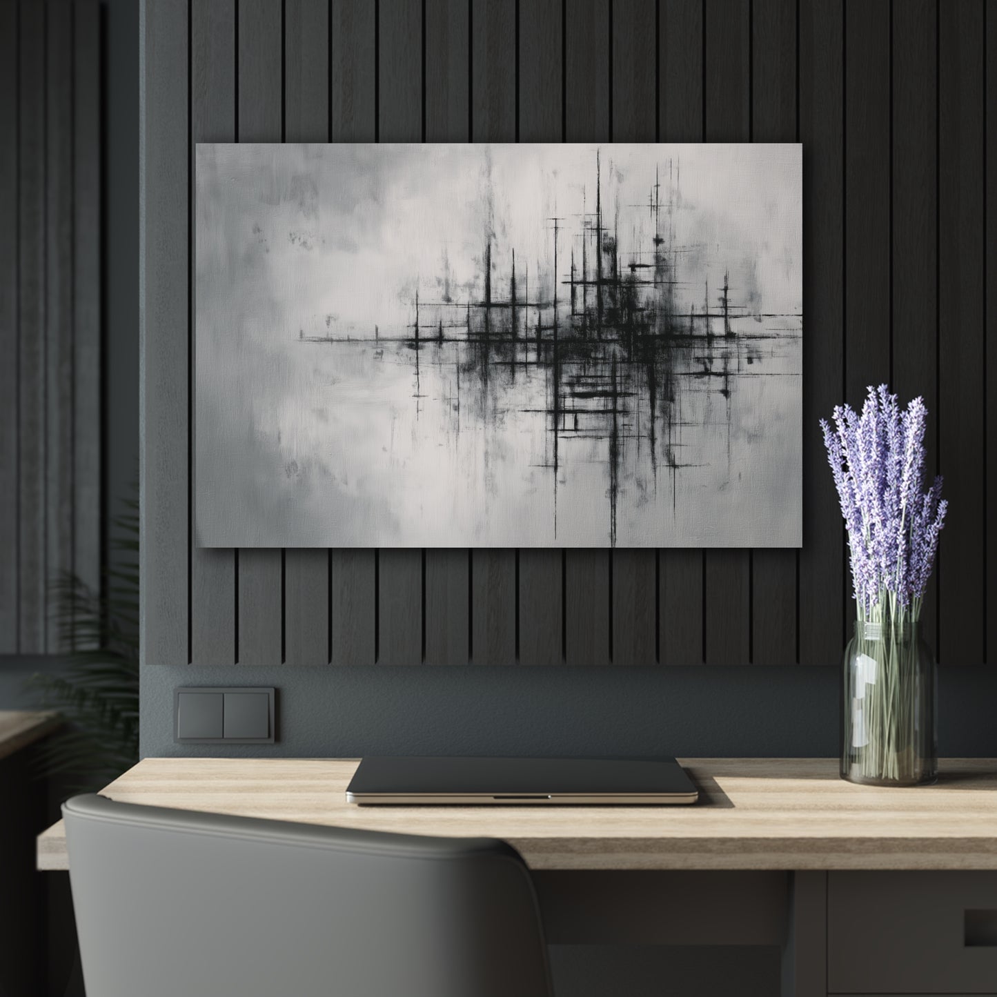 Obscured Order - Modern Minimalist Acrylic Wall Art - 36 x 24 Inch - Dark Mock Up - Dyborn Designs