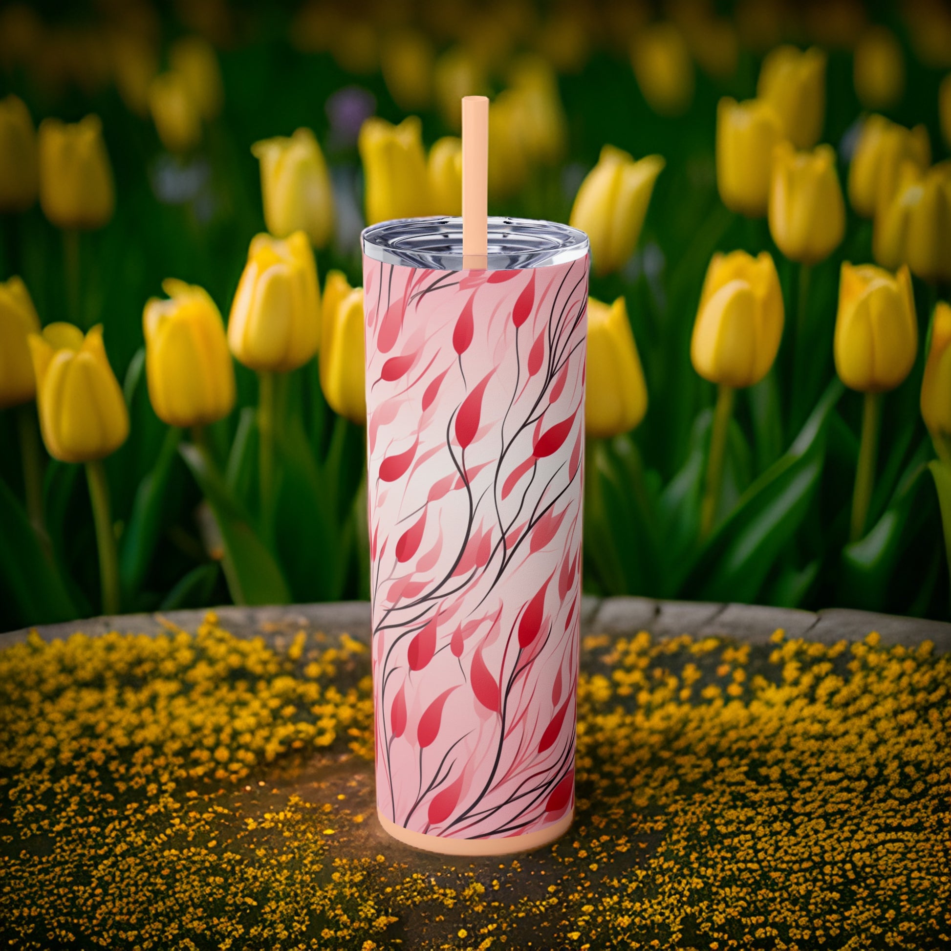 Pastel Breeze 20oz Stainless Steel Skinny Tumbler with Lid & Straw Color Blush - Dyborn Designs