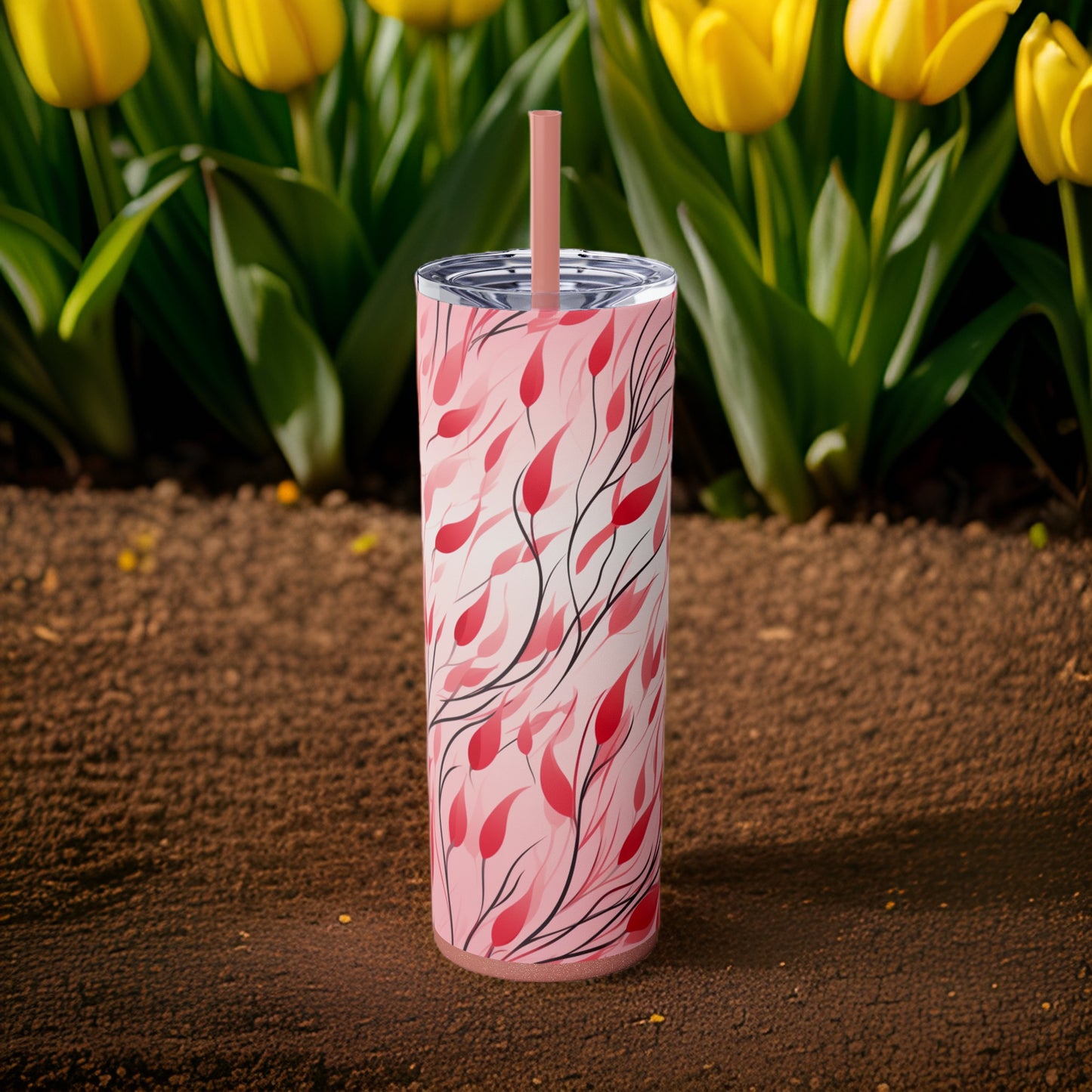 Pastel Breeze 20oz Stainless Steel Skinny Tumbler with Lid & Straw Color Dusty Rose - Dyborn Designs