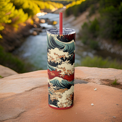 Raging Waters 20oz Stainless Steel Skinny Tumbler with Lid & Straw Color Lipstick Red - Dyborn Designs