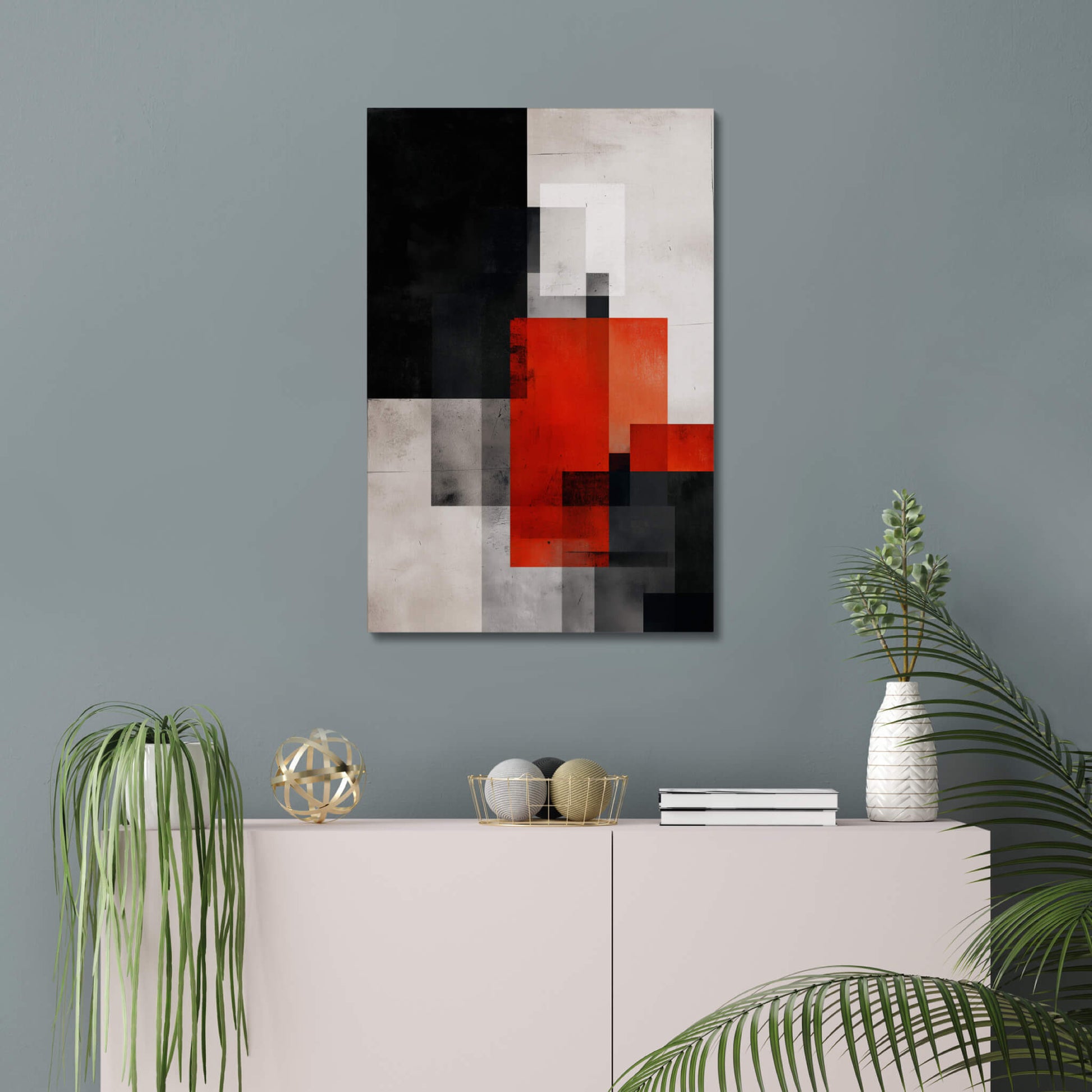 Scarlet Balance - Modern Minimalist Acrylic Wall Art - 20 x 30 Inch - Blue Mock Up - Dyborn Designs