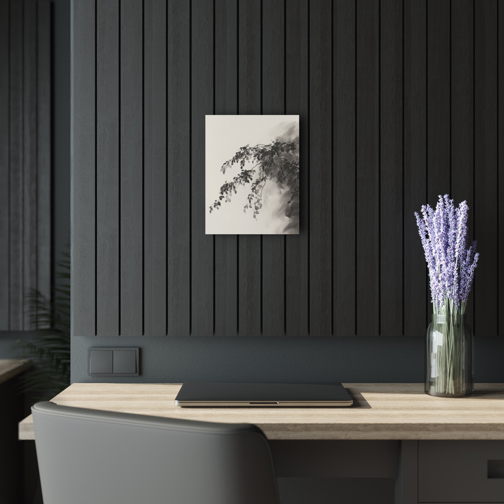 Shaded Leaves - Modern Minimalist Acrylic Wall Art - 11 x 14 Inch - Dark Mock Up - Dyborn Designs