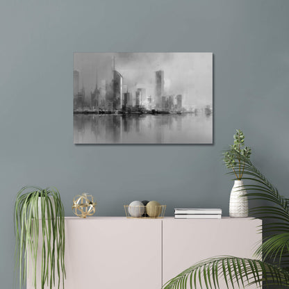 Shadow Skyline - Modern Minimalist Acrylic Wall Art - 30 x 20 Inch - Blue Mock Up - Dyborn Designs
