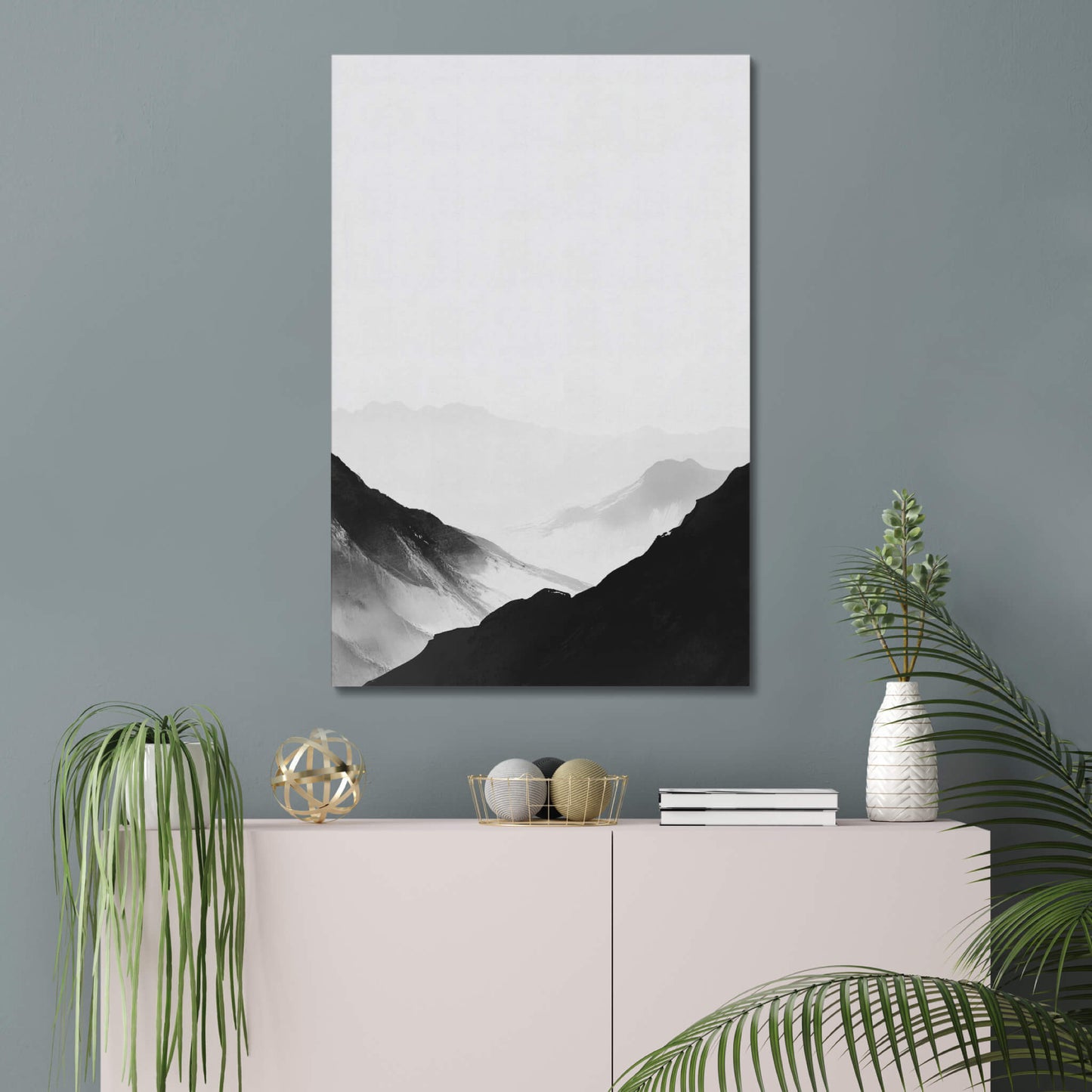 Shadow Valley - Modern Minimalist Acrylic Wall Art - 24 x 36 Inch - Blue Mock Up - Dyborn Designs