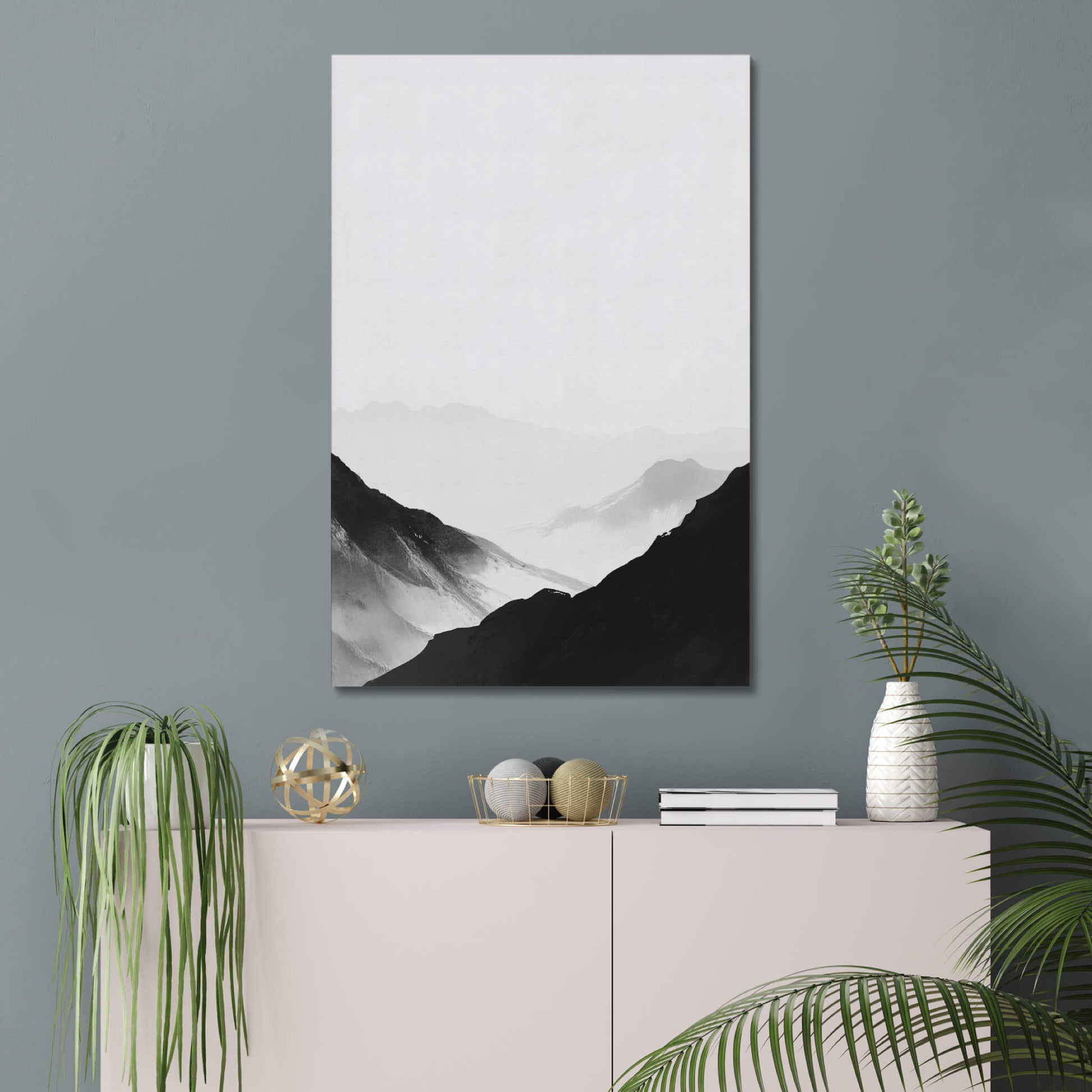 Shadow Valley - Modern Minimalist Acrylic Wall Art - 24 x 36 Inch - Blue Mock Up - Dyborn Designs