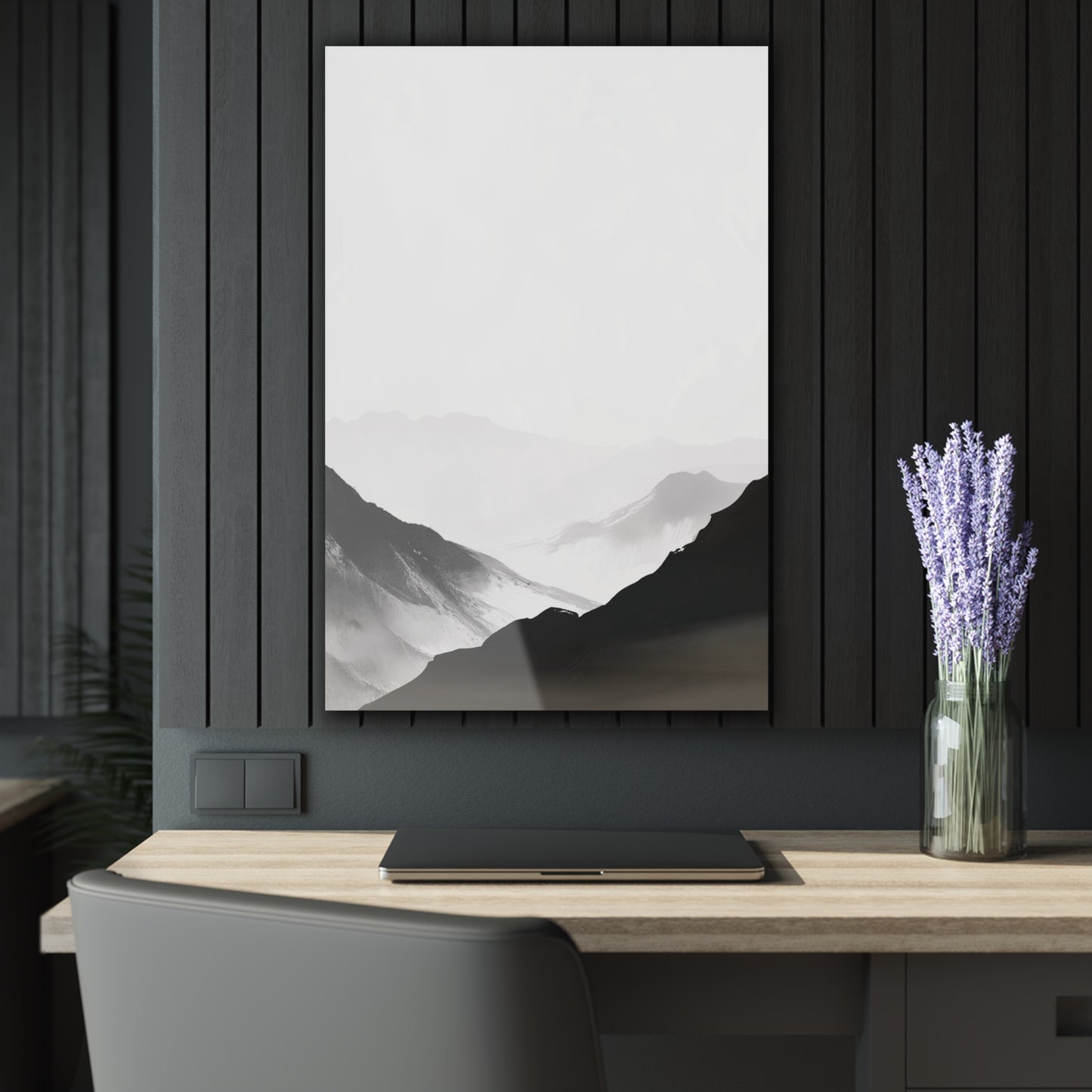 Shadow Valley - Modern Minimalist Acrylic Wall Art - 24 x 36 Inch - Dark Mock Up - Dyborn Designs
