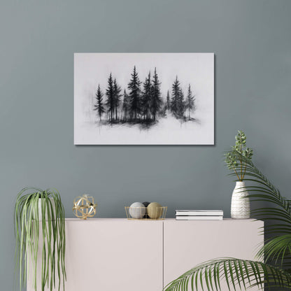 Shadowed Pines - Modern Minimalist Acrylic Wall Art - 30 x 20 Inch - Blue Mock Up - Dyborn Designs