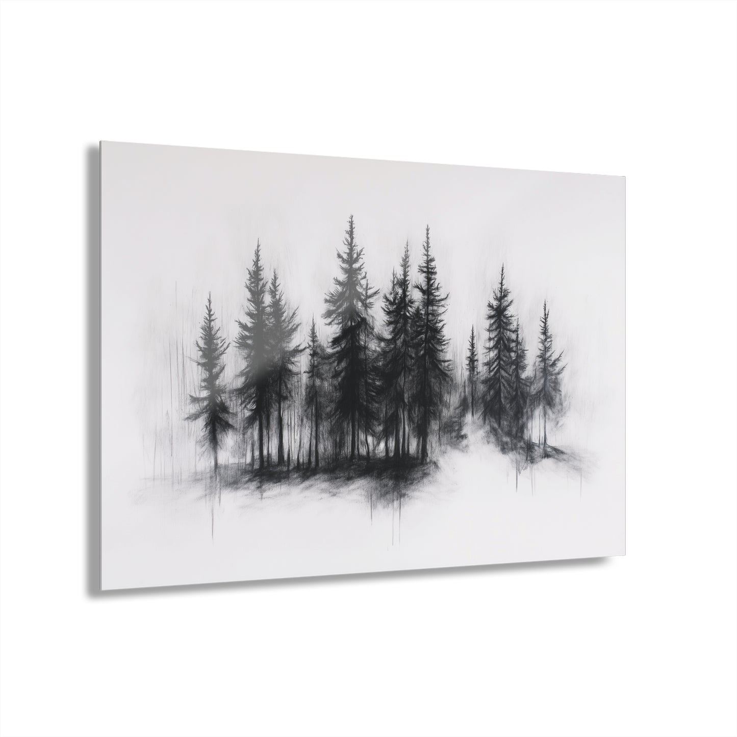 Shadowed Pines - Modern Minimalist Acrylic Wall Art - 30 x 20 Inch - Front - Dyborn Designs