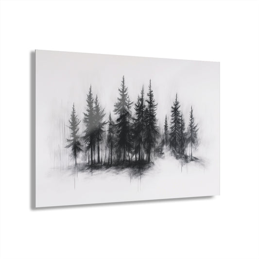 Shadowed Pines - Modern Minimalist Acrylic Wall Art - 30 x 20 Inch - Front - Dyborn Designs