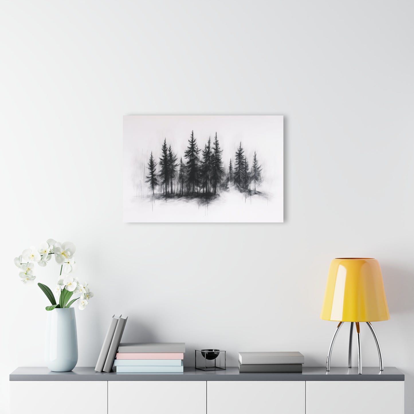 Shadowed Pines - Modern Minimalist Acrylic Wall Art - 30 x 20 Inch - Light Mock Up - Dyborn Designs