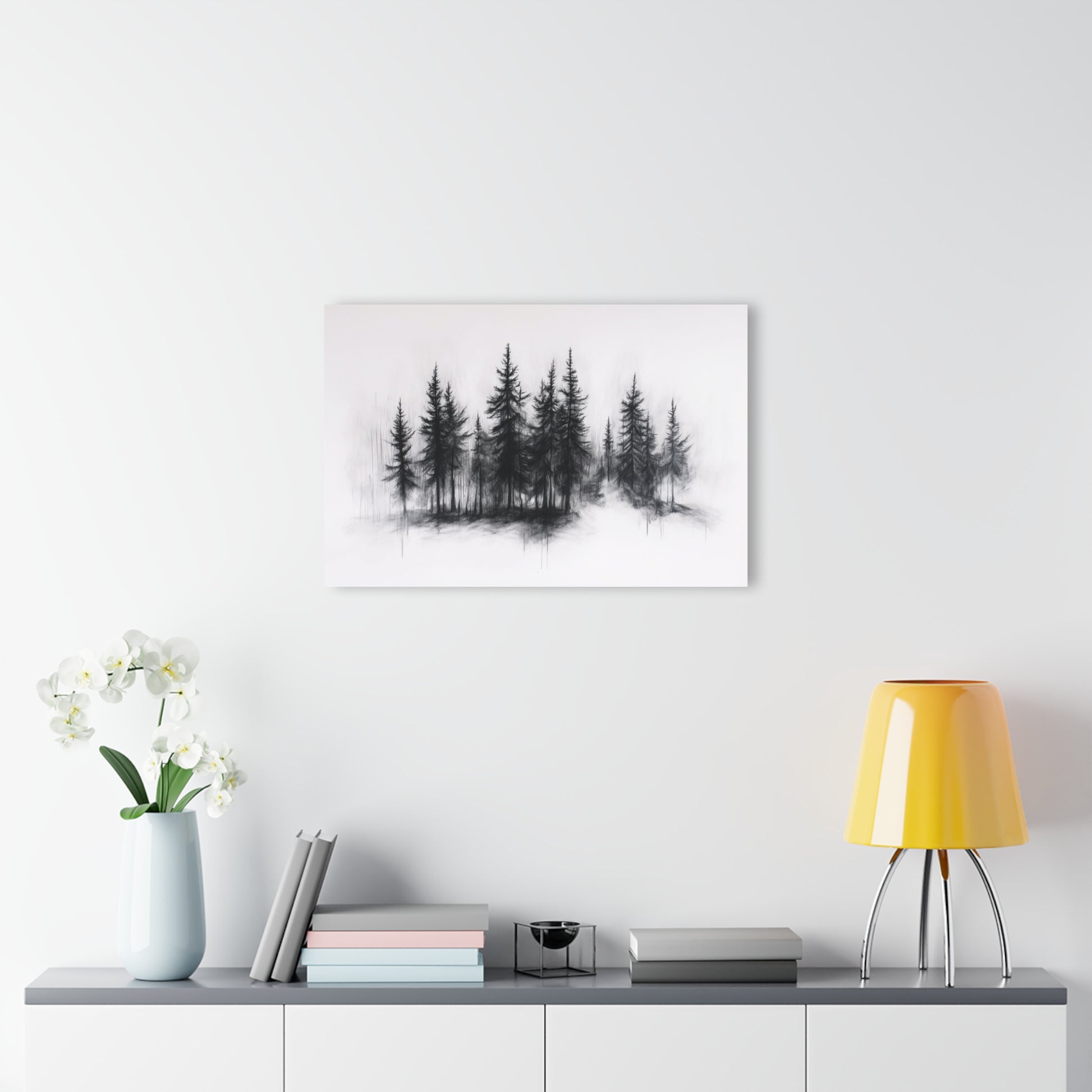 Shadowed Pines - Modern Minimalist Acrylic Wall Art - 30 x 20 Inch - Light Mock Up - Dyborn Designs