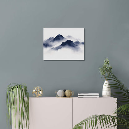 Shrouded Peaks - Modern Minimalist Acrylic Wall Art - 20 x 16 Inch - Blue Mock Up - Dyborn Designs