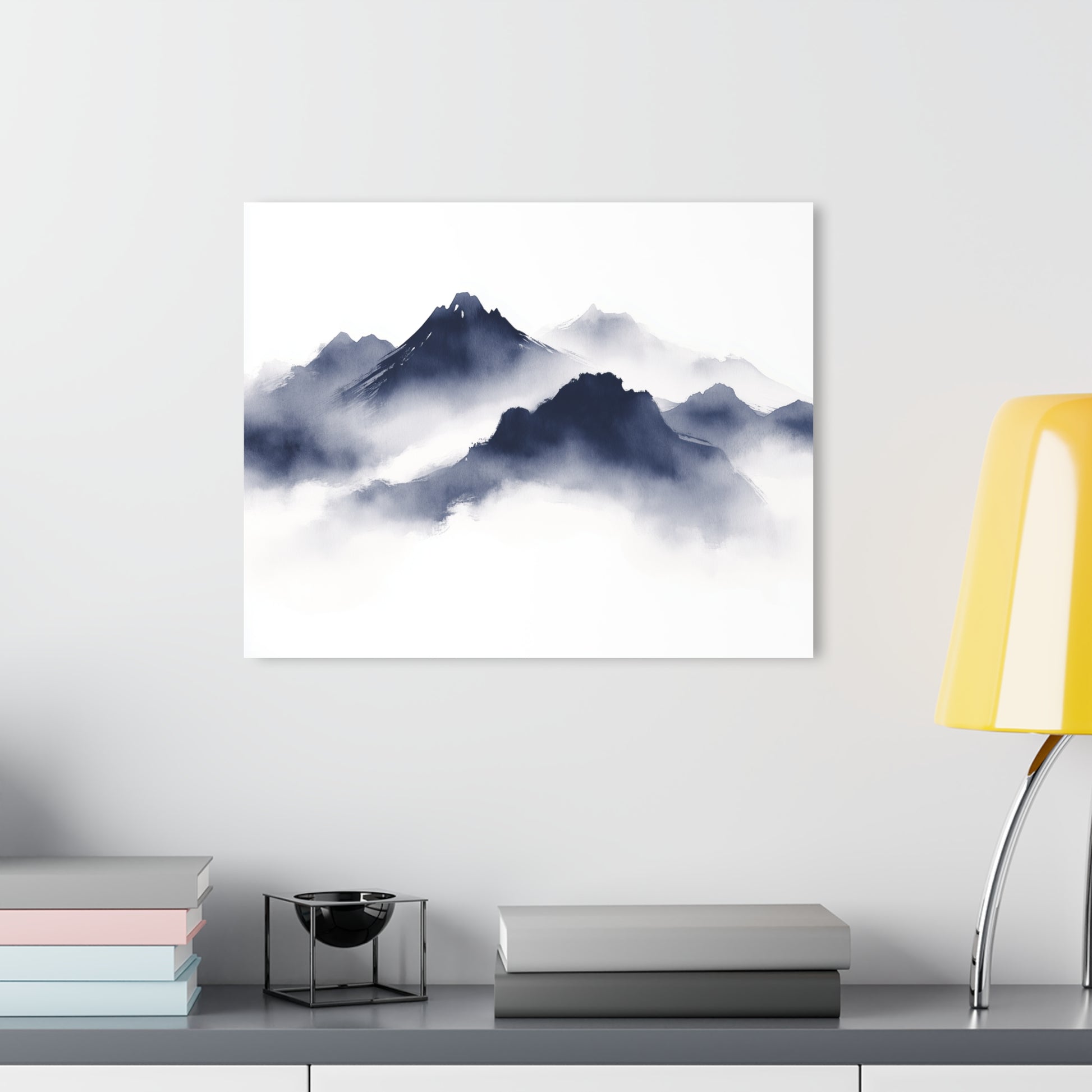 Shrouded Peaks - Modern Minimalist Acrylic Wall Art - 20 x 16 Inch - Light Mock Up - Dyborn Designs