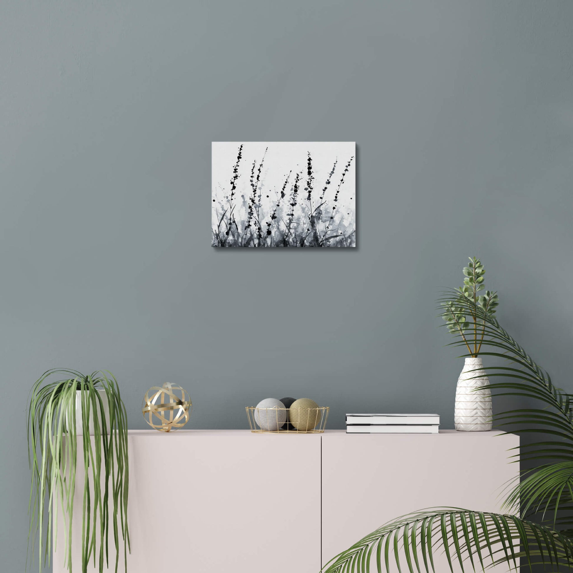 Silent Fields - Modern Minimalist Acrylic Wall Art - 14 x 11 Inch - Blue Mock Up - Dyborn Designs