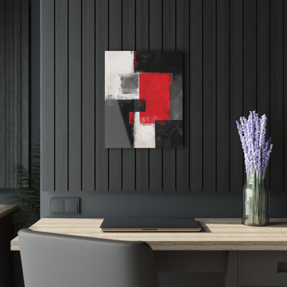 Structured Red - Modern Minimalist Acrylic Wall Art - 16 x 20 Inch - Dark Mock Up - Dyborn Designs