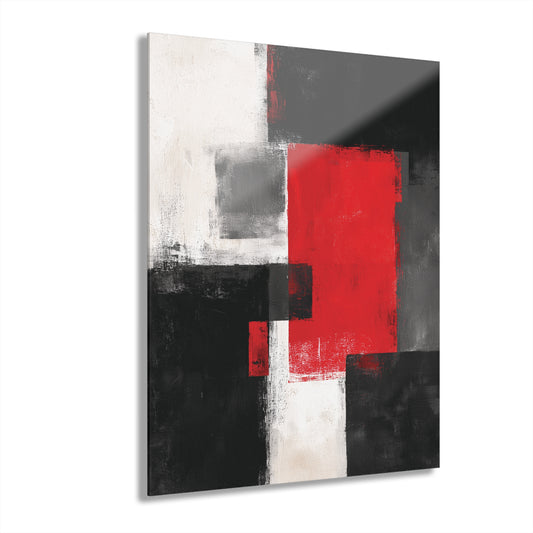 Structured Red - Modern Minimalist Acrylic Wall Art - 16 x 20 Inch - Front - Dyborn Designs