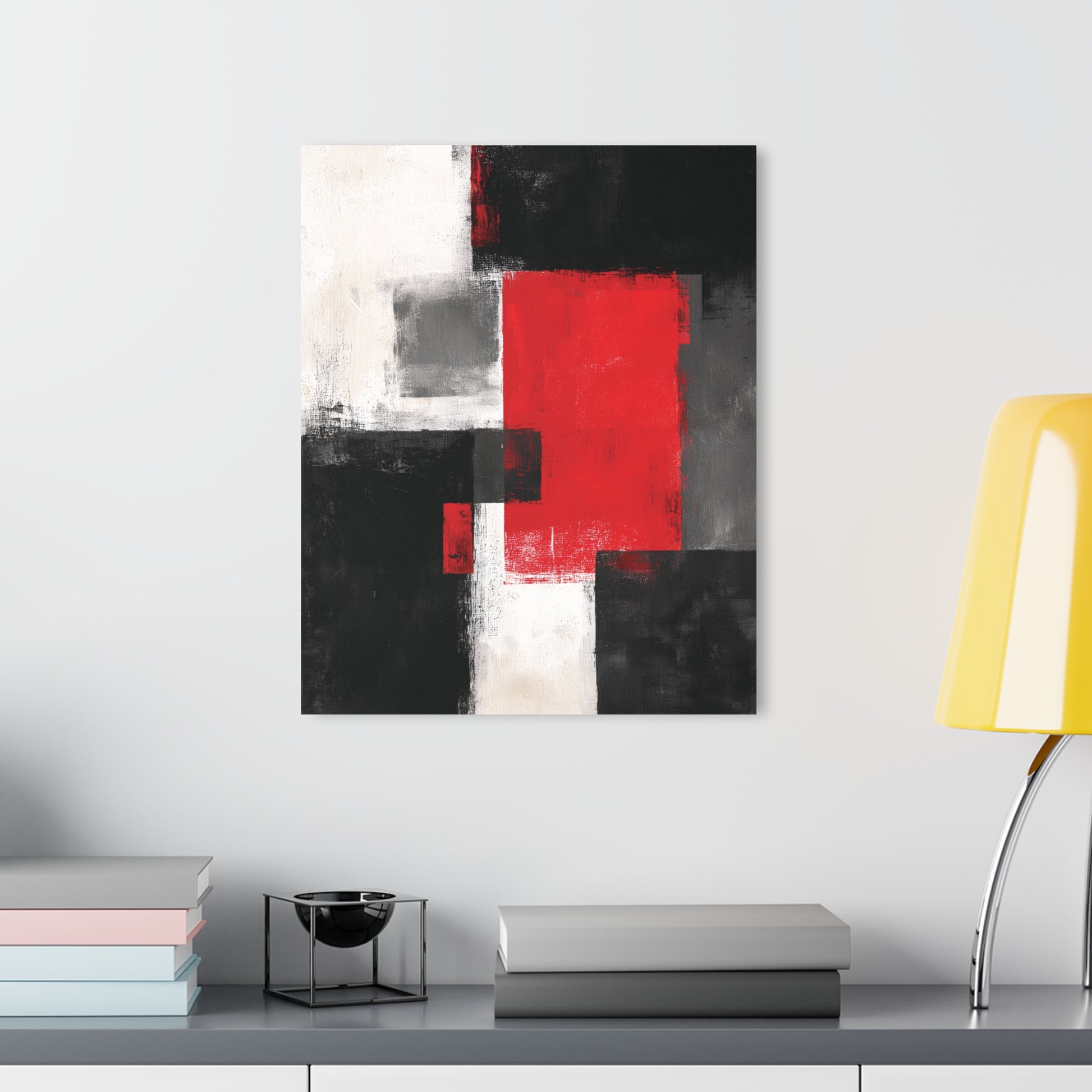 Structured Red - Modern Minimalist Acrylic Wall Art - 16 x 20 Inch - Light Mock Up - Dyborn Designs