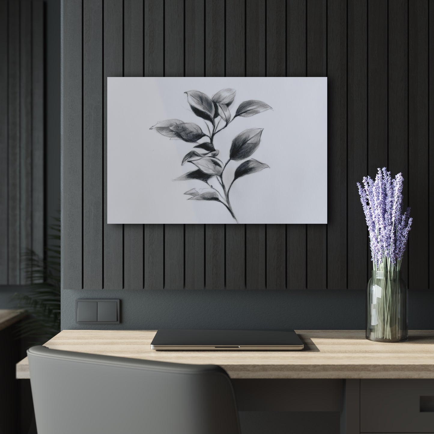 Subtle Growth - Modern Minimalist Acrylic Wall Art  - 30 x 20 Inch - Dark Mock Up - Dyborn Designs