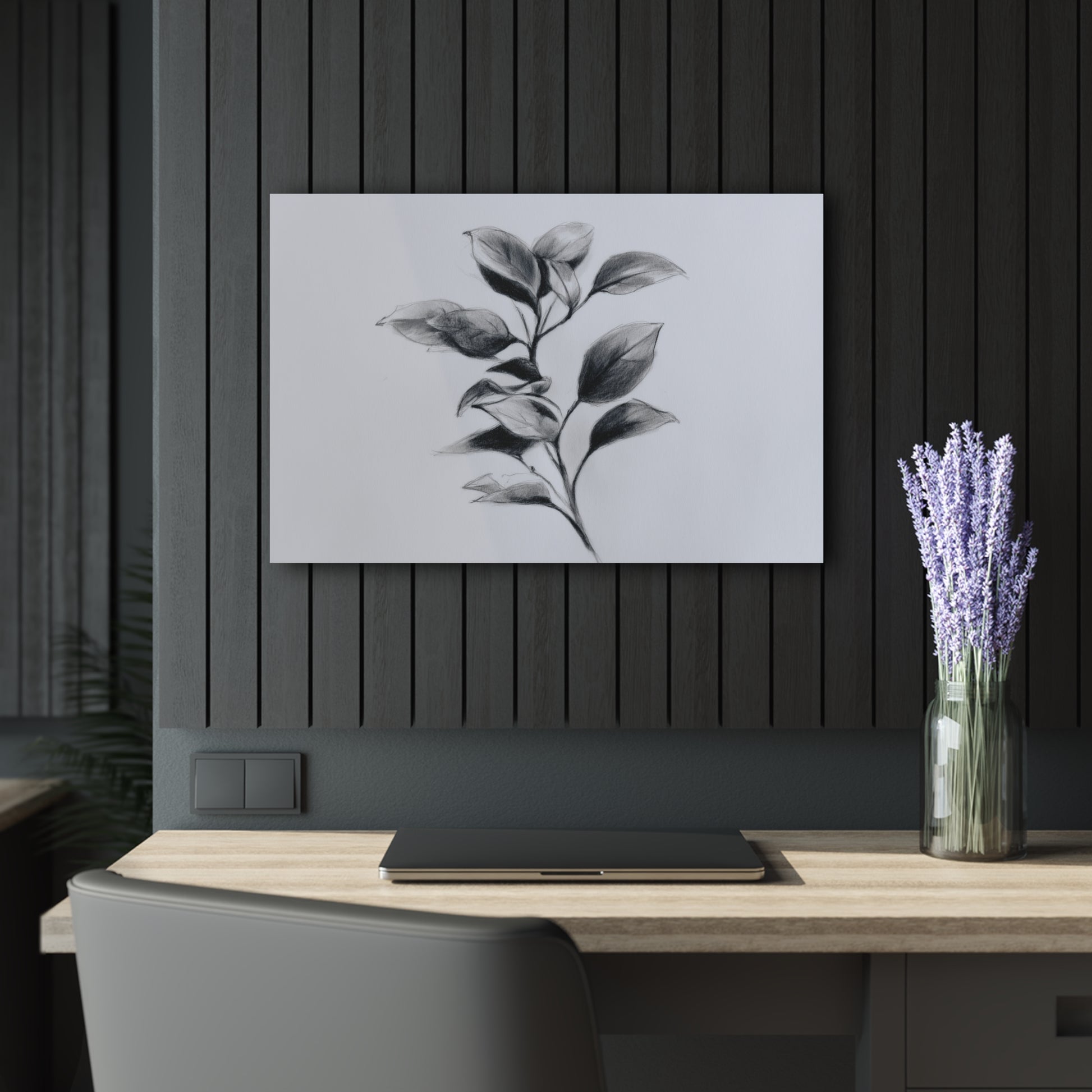 Subtle Growth - Modern Minimalist Acrylic Wall Art  - 30 x 20 Inch - Dark Mock Up - Dyborn Designs