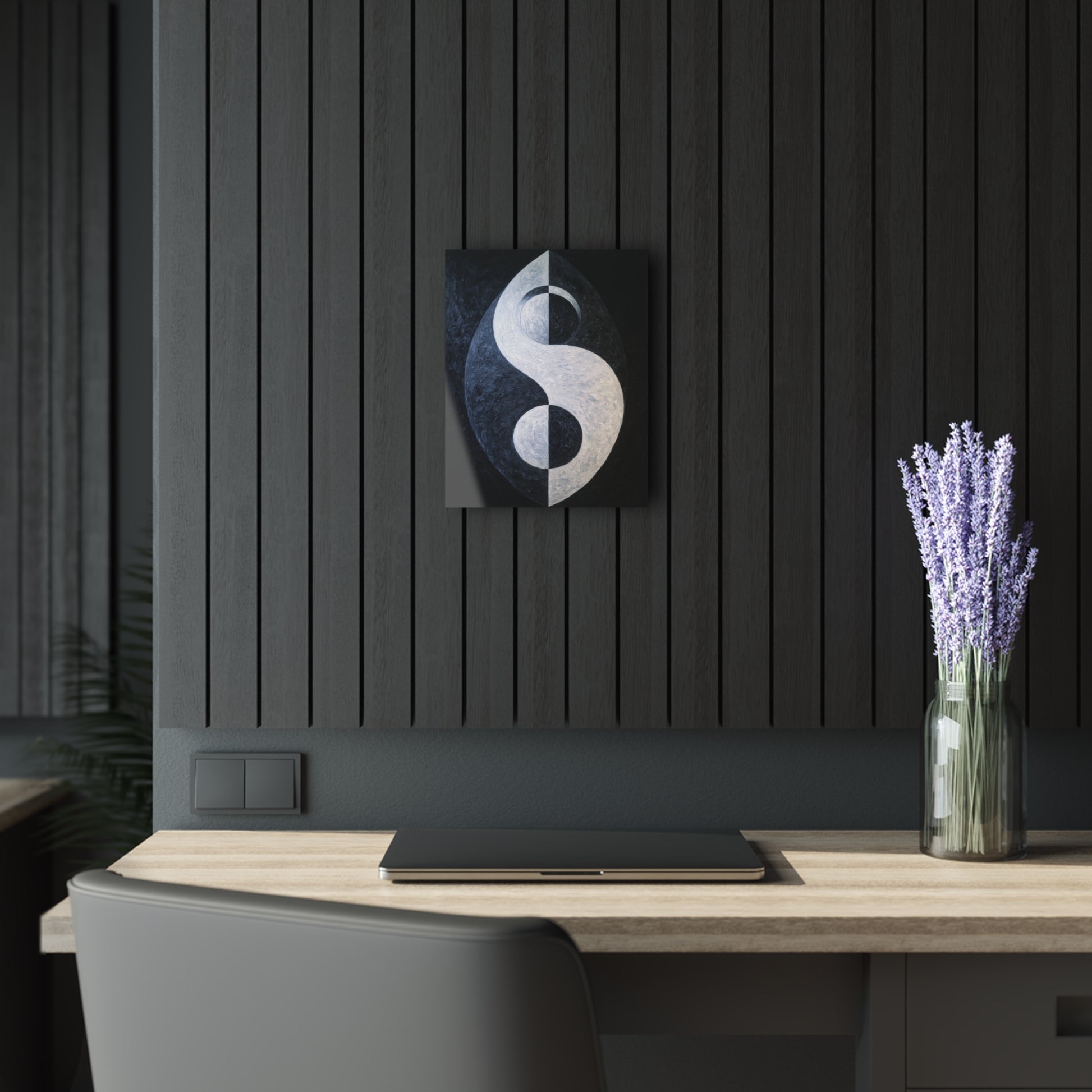 Symmetric Flow - Modern Minimalist Acrylic Wall Art - 11 x 14 Inch - Dark Mock Up - Dyborn Designs